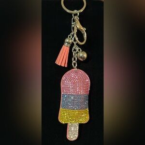 Colorful Popsicle Rhinestone Bag Charm Keyring